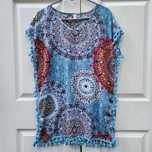 Yincro Swimsuit Cover Size A  100% polyester Multicolor Mandala print